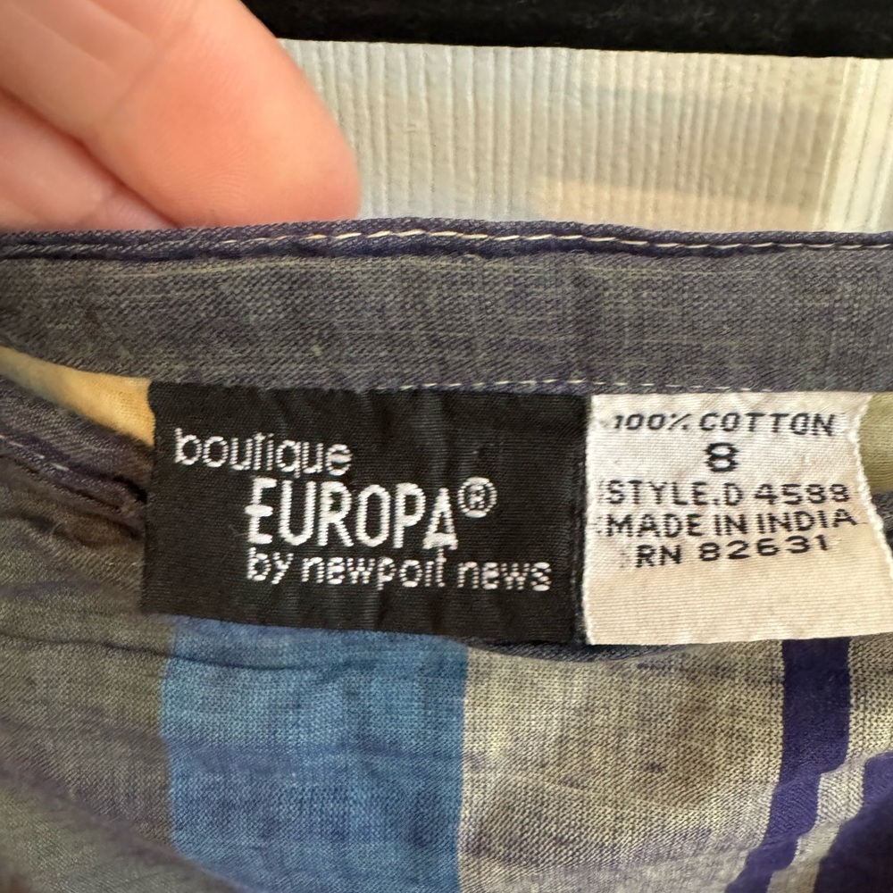 BOUTIQUE EUROPA Vintage 100% Cotton Plaid Maxi Skirt w/ Side Slit Size 8 - Picture 4 of 4